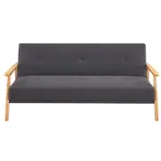 Sarantino 3 Seater Dark Grey Linen Fabric Sofa Bed