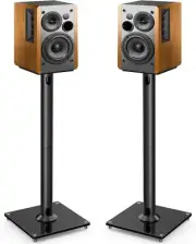 Sturdy Metal Speaker Stands with 45° Adjustable Plate for Surround Sound - Pair