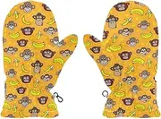 [Joisal] Cute Monkeys Bananas Kids Gloves Lined, Big Boys Gloves, Soft and Warm, Winter Gloves for Toddlers 3-5 Boys, Medium, Cute Monkeys Bananas
