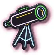 [Space Badges] Retro Telescope Enamel Pin Badge – Black with Neon Outline, 30mm x 28.9mm, Vintage Space-Inspired Accessory, Perfect for Jackets, Backpacks & Collectors", 25.0 Millimetres X 28.9 Millimetres, Enamel