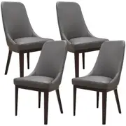 Claire Set of 4 Dining Chair Genuine Leather Solid Rubber Wood Frame Dark Brown