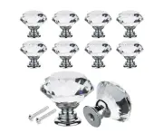 12PCS Crystal Glass Cabinet Knobs, Glass Pull Handles for Kitchen, Cabinet, Dresser, Drawer Door, Bathroom Cabinet 30mm Crystal Glass Cabinet