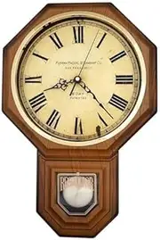 [JUSTIME] Traditional Schoolhouse Vintage Roman Pendulum Wall Clock Chimes Hourly with Westminster Melody. (PP-VR-LW Light Wood Grain)