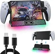 Charging Station for PS Portal Remote Player, Magnetic Type-C Charger for PS5 Portal, Removable Holder, Portable Charging Stand for PS5 Portal Accessories with RGB Light (Black)