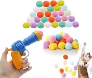 Changyeah Cat Toy Balls and 1 Cat Ball Toy Launcher,50Pcs 1.2in Cat Toy Balls,Cat Plush Ball Toy Interactive Cat Toy Plush Toy Balls,Cat Toy Balls Cat Ball Toy Launcher Cat Plush Balls