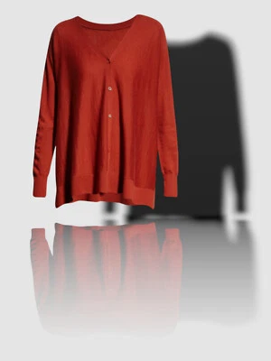 $426 Neiman Marcus Women Orange Waterfall Cashmere Cardigan Sweater Size M