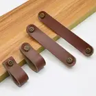 Retro Flower Handle Pull Knob Pu Leather Cabinet Cupboard Drawer Wardrobe Multi