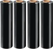 18" Black Stretch Wrap Roll, Heavy Duty 18in 3000ft Shrink Wrap Roll, 80 Gauge Industrial Strength Stretch Film Plastic Wrap for Pallet Wrapping Shipping Moving(4 Pack)
