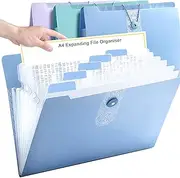 HRJZF 3 Pack A4 Expanding File Organiser - Poly Pockets Document Organiser, 12 Compartment Folder Large Capacity Document Bag Accordion, Expandable Folder for Office, Business Trip, School