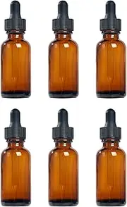 Magic Season Boston Round Glass Bottles (Amber / 30 ml with Droppers / 6 Pcs)