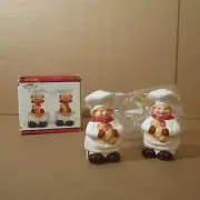 Vtg NOS w/Box Davco Silver Ltd. Ceramic Happy Chef Pig Salt Pepper Shakers 4054