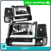 Headlights LED DRL Corner/ Bumper Lamps 6 Pcs Black for 1992-1996 Ford F150-F350 (for: Ford)