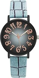 [mivceklw] Korean Style Minimalist Ladies Watch, Casual Leather Band Wrist Watch with Arabic Numerals, Large Dial and Second Hand, Dress Watch for Small Wrists, Elegant Large Face Design
