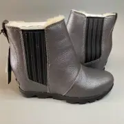 Sorel Lea Wedge Joan of Arctic Chelsea Wedge Quarry Grey Black Shearling 7.5