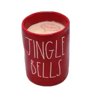 Rae Dunn Christmas Scented Candle Single Wick JINGLE BELLS Evergreen Mistletoe