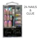 Pretty Woman Faux Nails Full Tip Medium Almond Artificial Nails Pastel Ombre