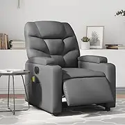 Electric Massage Recliner Chair, Grey Faux Leather, Power Reclining Sofa for Living Room, USB Port