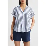 beachlunchlounge Deni Stripe Shirt in Barrier Island at Nordstrom, Size Small