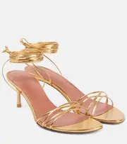 [Amina Muaddi] Amina Muaddi Lori 60 metallic leather sandals AU 5 gold