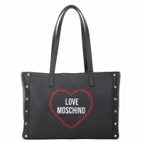 在飛比找Yahoo奇摩購物中心優惠-LOVE MOSCHINO 愛心字母刺繡鉚釘防刮肩背托特包(