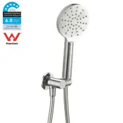 Brushed Nickel Round Hand Held Shower Head Set With Swivel Holder Wall Connector