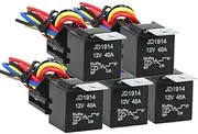 WADY 5Pcs12V 40A 5-Piece Automotive 5-Pin SPDT Car Relay with Interlocking Harness Receptacle Holder, 40A Relay Connector for Cars, Trucks, and Vehicles