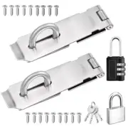 2PCS 5 Inch Door Locks Hasp Latch with Combination Lock and Padlock,304