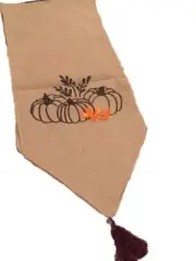 Pumpkins and Wheat Burlap Table Runner