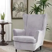 Velvet Stretch Wingback Chair Cover Spandex Arm Chair Cover Wing Chair Slipcovers Sofa Cover for Dogs Pet, Washable Couch Furniture Protector