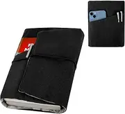 Kuskins Canvas Book Cover Sleeve, Adjustable Washable Book Protector, for Hardcover/Paperbacks with Pockets for Pen, Elastic Cord Binding, Soft Book Covers, Bookish Gifts for Book Lovers (Black)