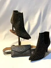 Black Studded Ankle Boots & Belt bag New size 6,6.5,7,7.5,8,8.5,9,10