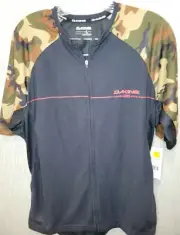 Mens DAKINE Camo/Blk Cycling Shirt NEW Full Zip Water Bottle Back Pockets Size L