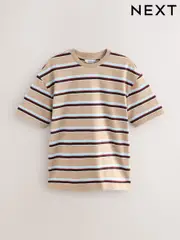 Neutral Relaxed Fit Stripe Heavyweight 100% Cotton T-Shirt (AY1508) | $36