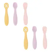 2x 3pc Annabel Trends Silicone Baby Feeding Mini Spoons Cutlery Set Sunset