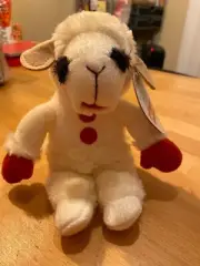 AURORA LAMB CHOP 8" STUFFED ANIMAL MINI PLUSH 2010 CHARACTER WHITE RED TONGUE