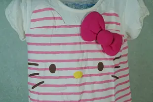 【震撼精品百貨】Hello Kitty 凱蒂貓 童裝 條紋 蝴蝶結 震撼日式精品百貨