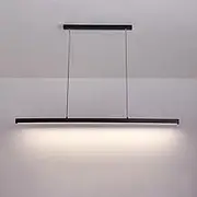 LED Linear Pendant Light Modern Black Chandelier Ceiling Lighting Fixture Long Strip Hanging Lamp Minimalist Dining Table Lights Kitchen Island Office Chandeliers Star of Light