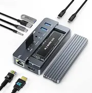 USB C Laptop Docking Station HDMI 4K60Hz with Nvme Enclosure, ACASIS 10-in-1 USB C Hub Multiport Adapter with HDMI, PD, Ethernet, SD/TF, 10G USB C/A Ports, Audio, Works for Mac/Dell/HP/Surface