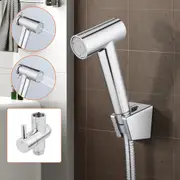 Chrome 2 Functions Handheld Douche Bidet Toilet Spray Jet Shattaf Kit 1.2m Hose with Diverter