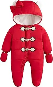 Simplee kids Baby Infant Boys Girls Snowsuit Winter Hooded Footed Warm Jumpsuit Outerwear with Gloves for 3-24 Months