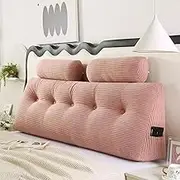 Triangle Pillow, Corduroy Wedge Pillow, Triangular Headboard Wedge Backrest Positioning Support Bed Rest Reading Pillows, with Neck Pillow, Removable Cover (7 200X50cm)