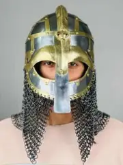 Steel Viking Helmet with Chainmail LARP Medieval helmet Vendel Norse Helmet
