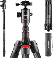 [NEEWER] Upgraded 80.7" Carbon Fiber Camera Tripod Monopod with Telescopic 2 Section Center Axes, 360° Panorama Ballhead, 1/4" Arca Type QR Plate, Travel Tripod with ø28mm Column, Max Load 26.5lb, N55CR