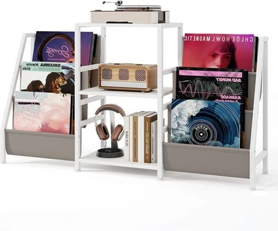 Record Player Stand with Vinyl Storage, Turntable Display Stand with 3 Shelves