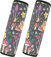 Car Seat Belt Pads Covers Set of 2 Breathable Car Safety Seat Belt Strap Shoulder Pad Camera Bag Strap Cover Car Accessories for Women Men Kids S Pattern Design Mushrooms