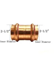 Libra Supply Lead Free 2 inch, 2'' Copper Press Coupling with Stop, fittings