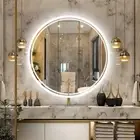 Bathroom Mirror Round LED Illuminated Vanity HD Anti fog Smart Touch Makeup IP65
