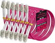 VANDESAIL 6 Pack LC to LC OM4 Multimode Fiber Patch Cable 1M/3.3ft, 1/10/40/100Gbs Duplex Fiber Optic Cable Cord 50/125um LSZH for SFP QSFP Transceiver, 6Pack