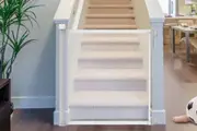 Retractable Dog Pet Mesh Stairs Gate Pets Barrier for Dog Cat Safety Fence Over Indoor Mesh Dog Gates Puppy Gates-White