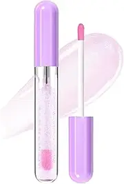 DAGEDA Shimmer Lip Gloss, High-Shine Finish,Liquid Glitter Lipstick for Rave Party, Lightweight, Moisturizing, Glitter Lip Gloss with Fine Glitter for Glimmer Makeup (Change color to pink)